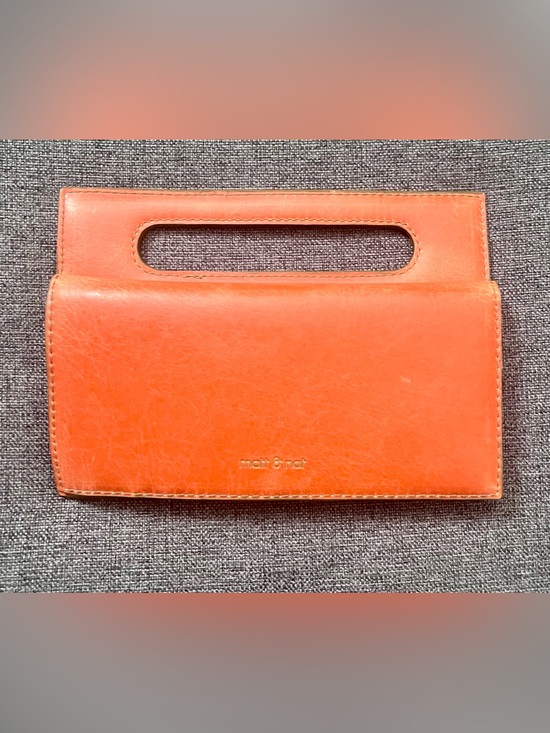 Matt & Nat Handbags - Matt & Nat Orange Vegan Leather Wallet with Handle